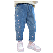 Girl Pants - Girls Soft Denim Jeans Toddler Kid Pants Elastic Waist Comfort Playwear Casual Daily Wear - Girls Clothes,Color:03 Blue,Size:4-5 Years