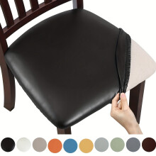 Lot de 6 housses de chaises de salle Ă manger en similicuir noir