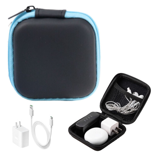 Étui carré portable pour écouteurs avec fermeture éclair 2,9 pouces 1