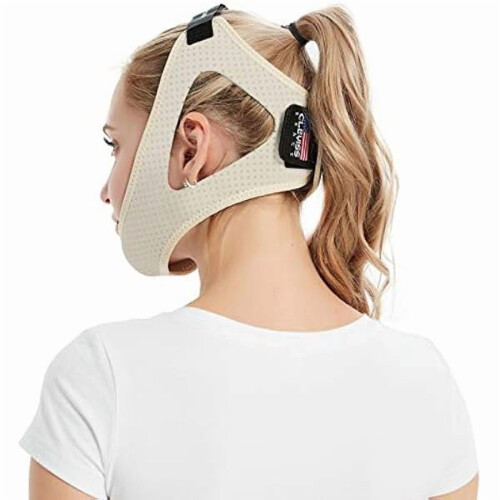 Anti-Snoring Chin Strap for CPAP Users – Beige, Adjustable
