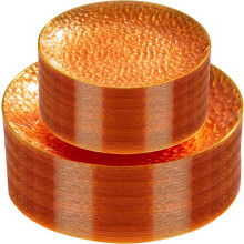 60Pcs Orange Plastic Plates with Gold Rim – Hammered Disposable Plates (30 Dessert + 30 Dinner) for Party & Thanksgiving
