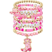 Western Cowgirl Beaded Stretch Bracelets, Stackable cowgirl hat boot accessories, Bohemian Jewelry for Women Girls Teens Christmas Birthday Gift