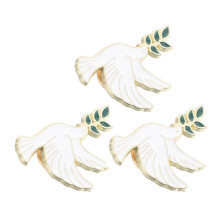 Elegant Peace Lapel Pin White Metal 3 Pieces Versatile Accessory for Jackets Shirts Bags