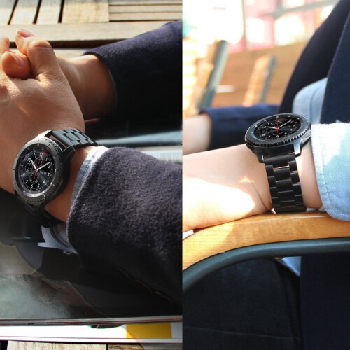 τεμάχιο λουράκι Gear S3 Watch από μαύρο ανοξείδωτο ατσάλι, άνετο για αθλήματα και 2