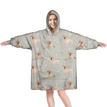 Oversized Labrador Dog Wearable Blanket Hoodie for Adults, Cozy Fuzzy Pullover with Super Pockets – Compatible with All Sizes