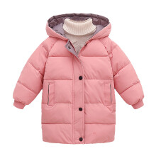 Kids Jacket,Girls Down Jacket Thick Quilted Mid-Length Winter Coat for Kids Warm Hooded Outerwear for Freezing Weather,Girls Jacket,Pink,18-24 Months