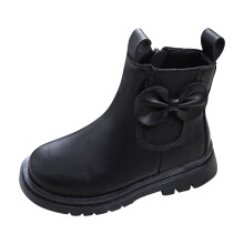 Girls Boots,Leather Short NonBreathable Footwear for Girls,Toddler Boots,Z01 Black,10.5-11 Years