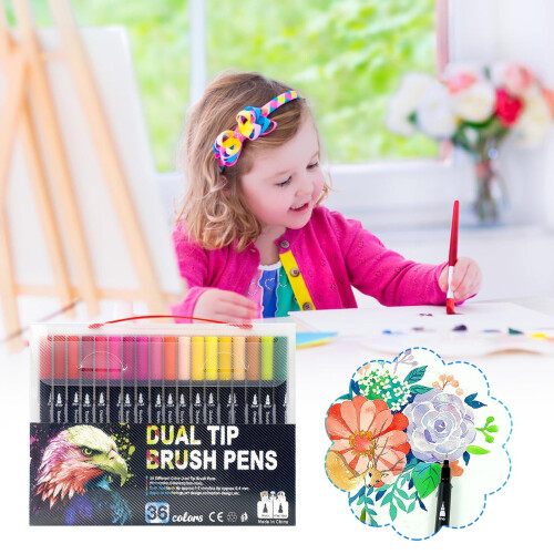 HauiWeiLyai36Colors Ακρυλικά Στυλό με Διπλή Άκρη, Μαρκαδόροι Premium, Φορητοί Μαρκαδόροι για 1