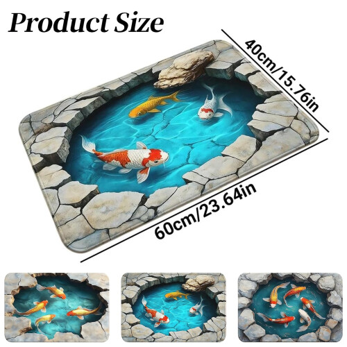 Χαλί μπάνιου Koi Fish Indoor3D Limn Design Ορθογώνιο 15,7x 2