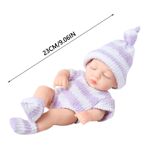 Κούκλα Reborn Baby 18cm με πιπίλα και σαλιάρα, ρεαλιστικό βινύλιο, μαλακό λάστιχο, 2