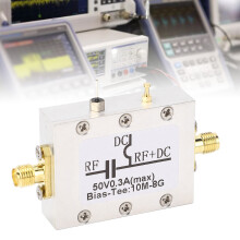 Bias Tee coaxial, 10MHz-8GHz, 0,3 A, DC50V, plateado
