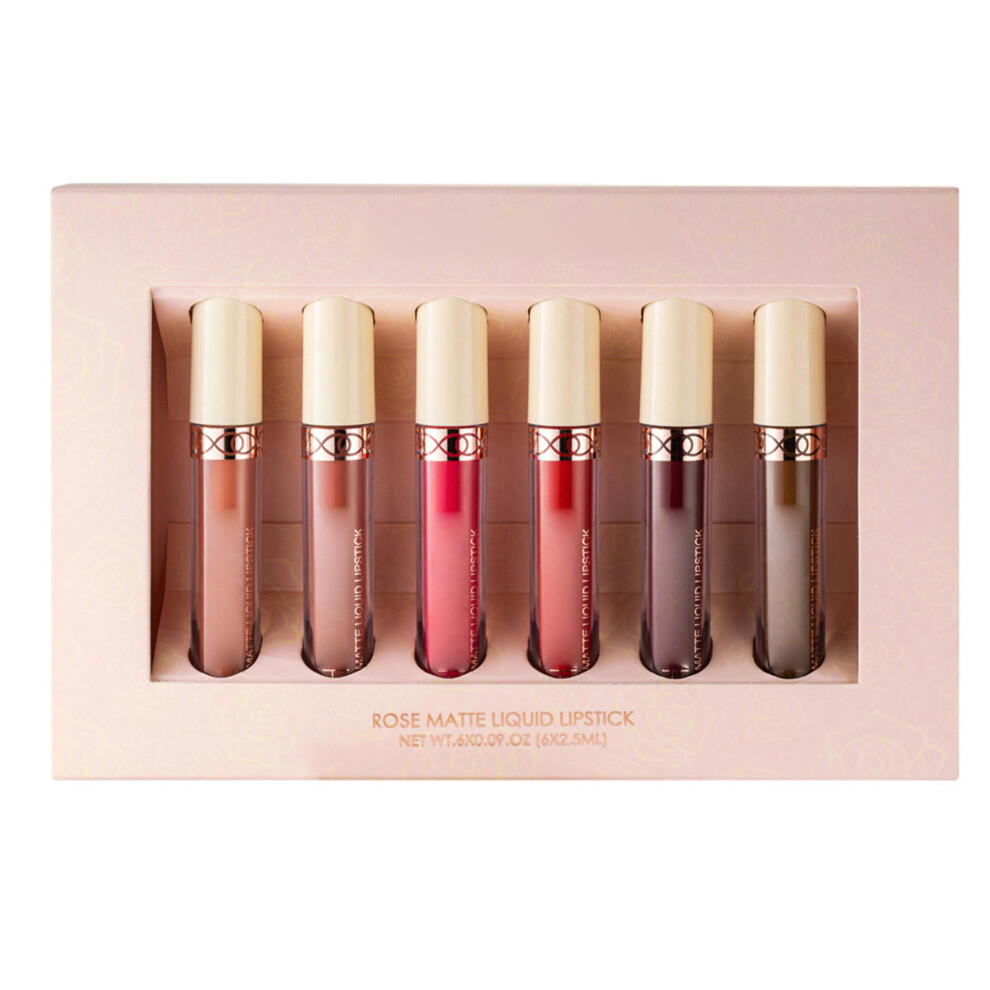 6 Colors Matte Lip Gloss Set, 2.5ml Each, Long-Lasting & Moisturizing