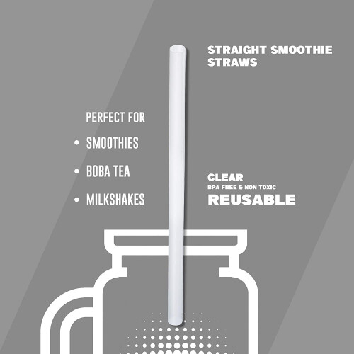 Διαφανή Jumbo Smoothie Καλαμάκια, Διαφανή Καλαμάκια Milkshake μιας χρήσης με φαρδύ στόμιο, 9'' 2