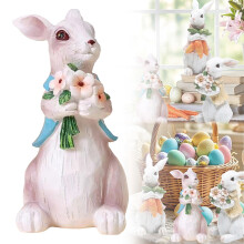 Decorazione per albero di Pasqua, coniglietta rustica in resina con carota