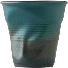 Household Retro Small Design Irregular Creative Pleated Coarse Pottery Coffee Cup - Black and White Gradual Change