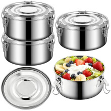 Lot de 4 boîtes à bento en acier inoxydable, 650 ml, étanches, avec clips de fermeture et joint en silicone, réutilisables, idéales pour le