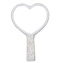 Espelho de mão branco em formato de coração com strass (1 peça)