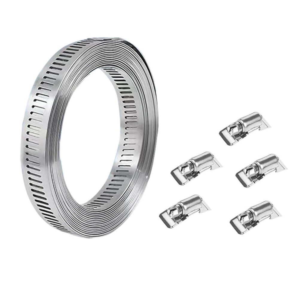 Adjustable Large Hose Clamps Gear Stainless Steel Clamp With 5 Fasteners Plumbing Clamp For Pipe, Duct, Tube 9405492116702