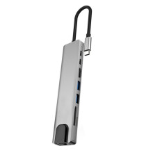 Adaptor USB C mic Hub-uri USB C cu RJ45 rapid, încărcare PD100w, acces la card de memorie pentru profesioniști în călătorii