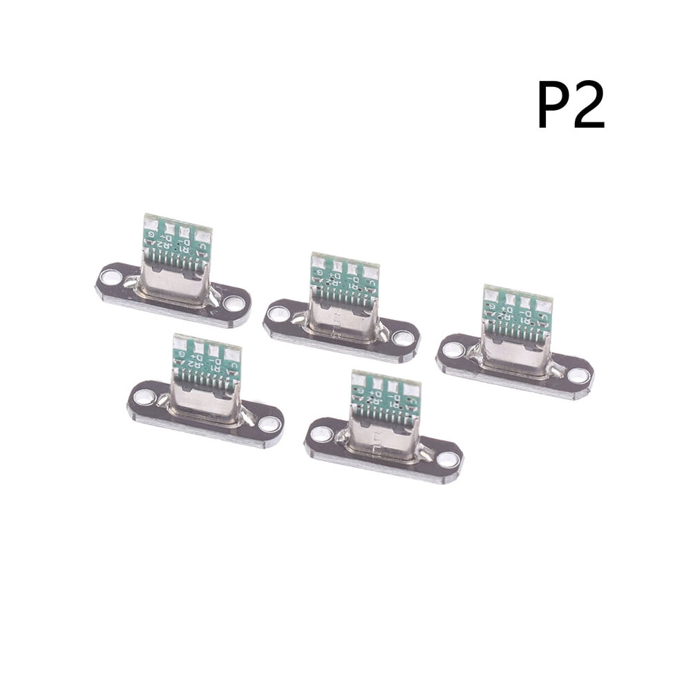 (Cht-Ts023r-H141-P6) 5Pcs Usb 3.1 Type C Socket With Screw Fixing Plate Type-C Usb Jack 3.1 Type-C 2Pin 4Pin Female Connector Jack Charging Port 9405492118591