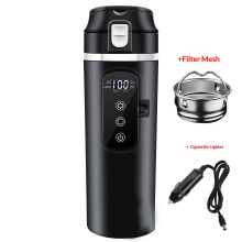 Bouilloire Ă©lectrique de voiture 12V/24V, mini-bouilloire portable, tasse de voyage chauffante pour voiture, tasse Ă cafĂ©/thĂ© intelligente Ă
