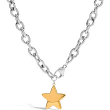 Colier tip choker cu stele groase pentru femei, bijuterii la modă cu lanț gros și pandantiv