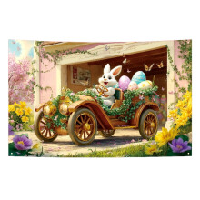 Osterhasen- und Eierparty-Hintergrundbanner – 3D-Locheffekt-Fotohintergrundstoff für festliche Anlässe, Dekoration für Feiern