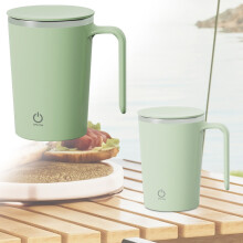 Mug à café auto-mélangeur en acier inoxydable avec couvercle et poignée, agitation magnétique automatique pour café, lait et cacao – Vert,