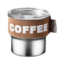 Tasse à café isotherme en acier inoxydable 400 ml avec couvercle, étanche, portable et housse élastique – Convient pour le bureau, la maison et