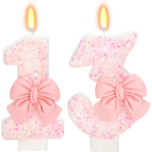 Pink Bow Number 13 Cake Candle, 8 cm