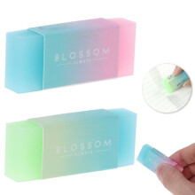 2Pcs Gradient Pencil Erasers – Cute Colored Cube, Jelly & Flexible Rubber Erasers, Pastel Aesthetic Erasers for Art, Home & Office
