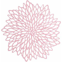 Set van 8 roze placemats met bloemenprint, rond, 38 cm