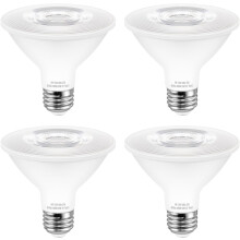 Bombilla PAR30 de cuello corto, 9W, luz blanca cálida de 3000K (paquete de 4)