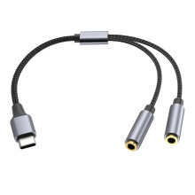 USB C Earphone Aux Cable TypeC Male to Double 3.5mm Female Y Splitters Headphones Mic Adapters Music Extension Cord