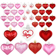 Ornamenti a forma di cuore con finiture multiple, 36 pezzi