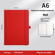 Zápisník A6Journal z umělé kůže, 200 stran, červený