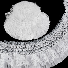 Bordure en dentelle élastique blanche à volants, 7,6 cm de large, 5,1 m
