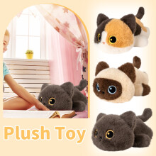 Brinquedo de pelúcia de gato tricolor – Animal de pelúcia pesado para abraçar,