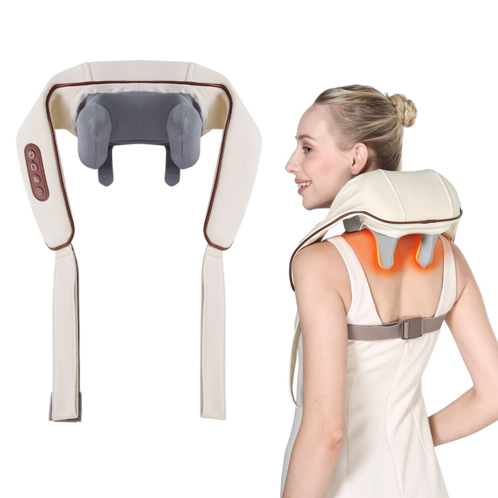 4D Shiatsu Neck & Shoulder Massager, Rechargeable, 2 Modes