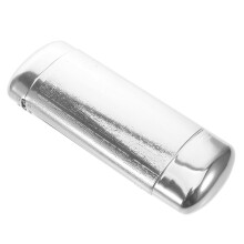 Een stevige aluminium reisetui voor het opbergen van brillen.