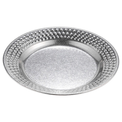 Stainless Steel Round Dinner Plates with Hammered Texture