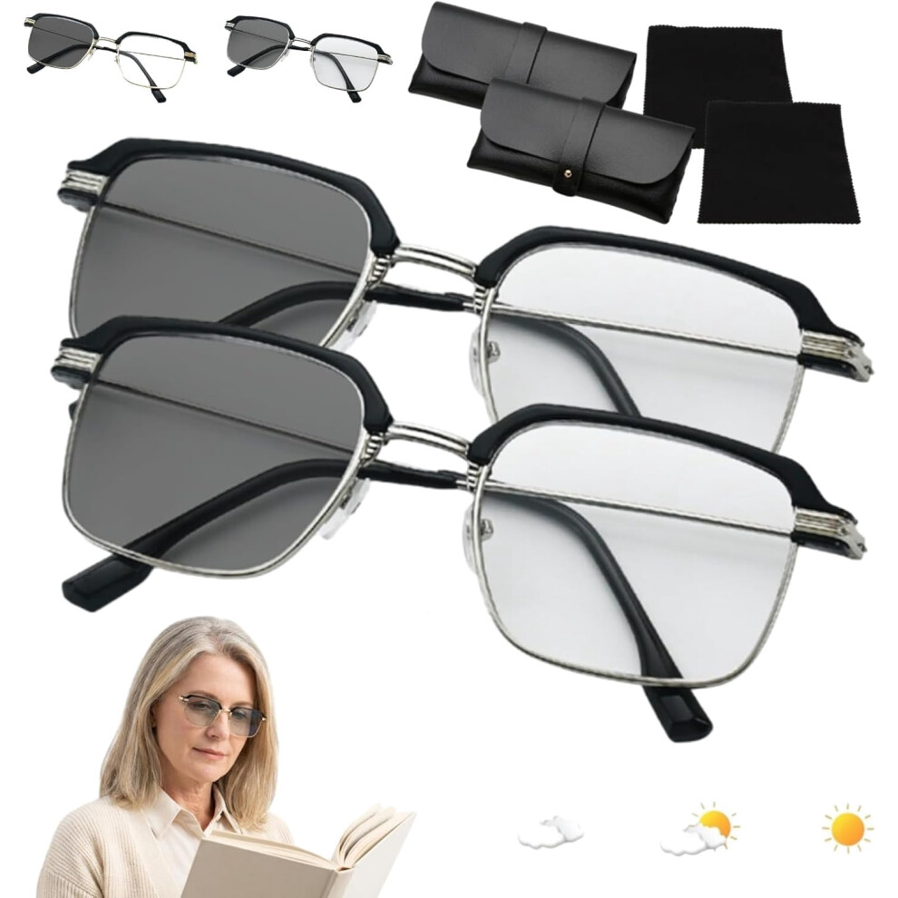 Black and Gold Semi-Rimless Reading Glasses - Crystal Clear