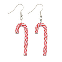 Kleurrijke zuurstokoorbellen, modieuze kerstoorbellen van klei, trendy kerstoorbellen, kerstkrukoorbellen.