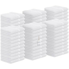 60pcs 12x12" Cotton Washcloths, 100% Ring Spun, Soft & Absorbent – Gym, Hotel, Spa, Reusable Fingertip Towels (White)