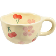 Mug en céramique Koythin, motif floral, compatible lave-vaisselle et micro-ondes, 250 ml, idéal pour le latte, le thé ou le lait, rose cerise