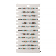12-pack handgjorda justerbara flätade armband med sköldpaddstema och turkosa kristallpärlor i legering för kvinnor och män
