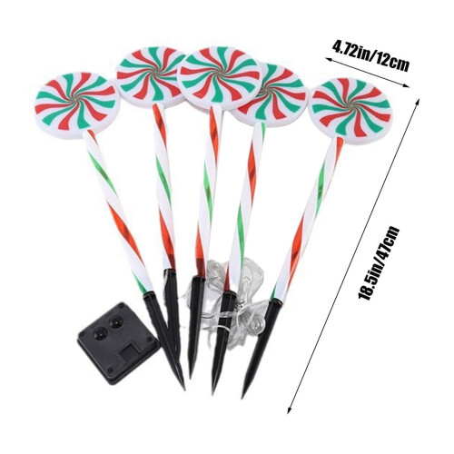 Luces navideñas solares LED con forma de caramelo (1 unidad) 2