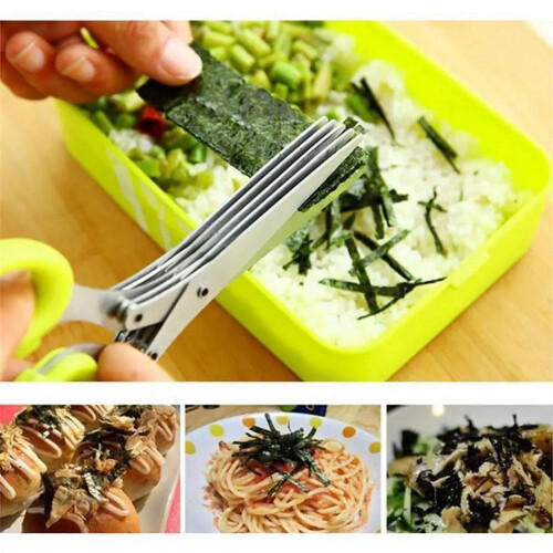 Multifunctional stainless steel green onion scissors, multi-layer cooking scissors. 1
