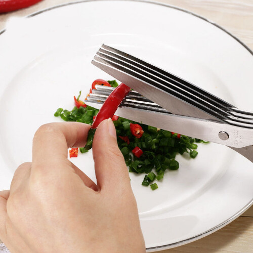 Multifunctional stainless steel green onion scissors, multi-layer cooking scissors. 2