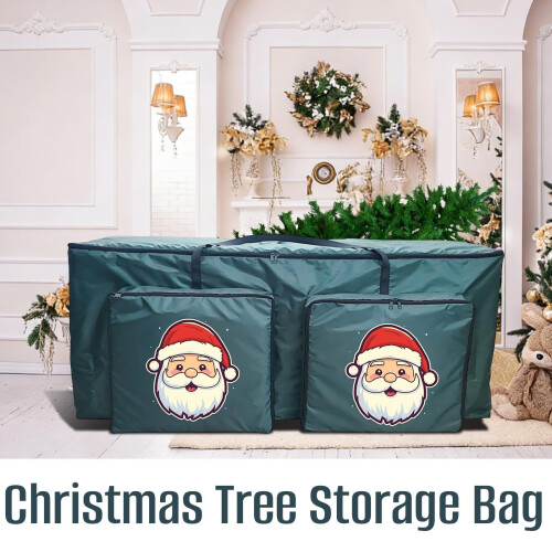 Saco para guardar árvore de Natal à prova de poeira com 2 bolsos frontais 2